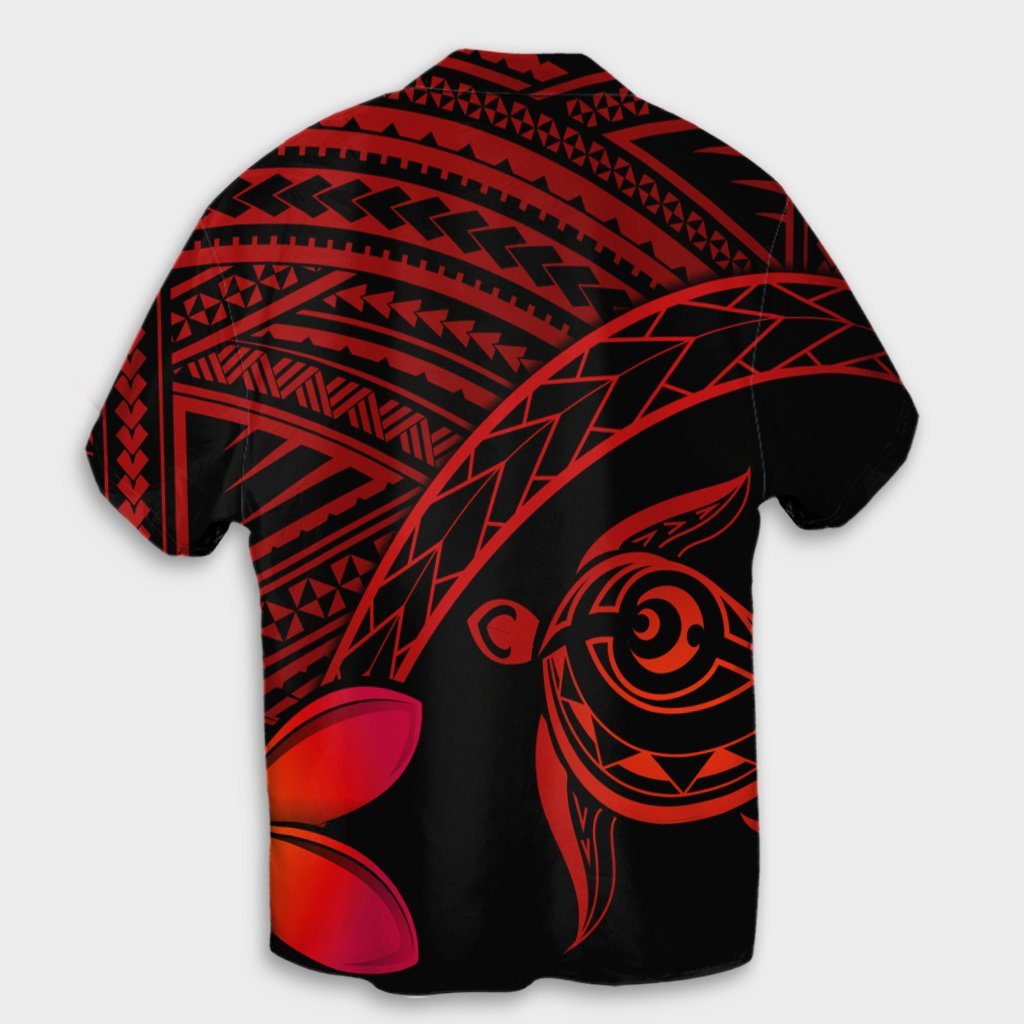 Hawaiian Turtle Plumeria Kakau Polynesian Quilt Hawaiian Shirt Neo Red AH - Polynesian Pride