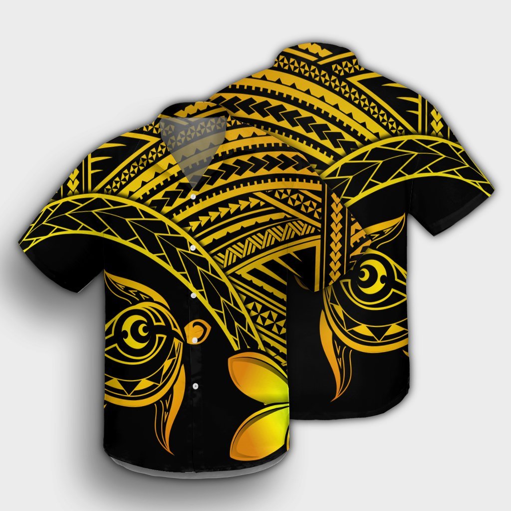 Hawaiian Turtle Plumeria Kakau Polynesian Quilt Hawaiian Shirt Neo Yellow AH - Polynesian Pride