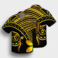 Hawaiian Turtle Plumeria Kakau Polynesian Quilt Hawaiian Shirt Neo Yellow AH - Polynesian Pride