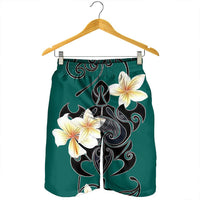 Hawaiian Turtle Plumeria Polynesian Men's Shorts Mint - AH - Polynesian Pride