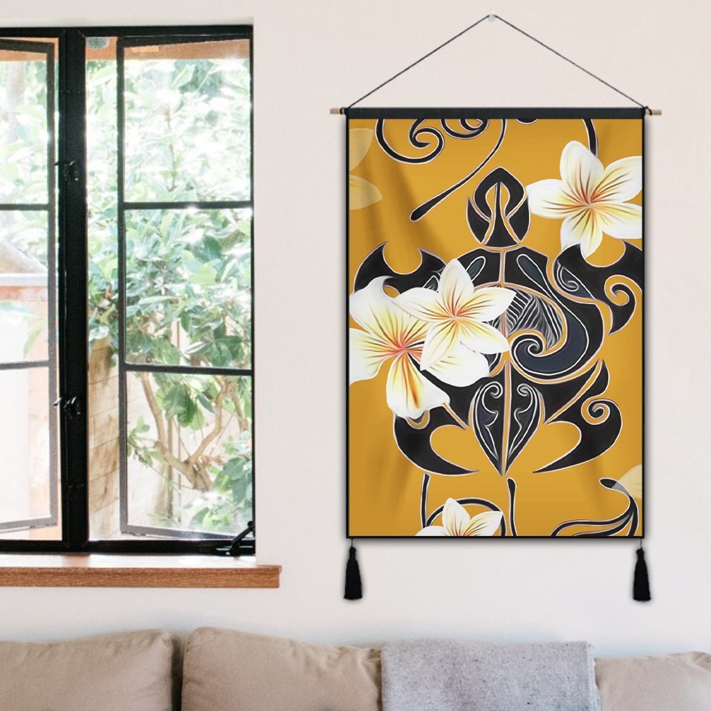 Hawaiian Turtle Plumeria Polynesian Hanging Poster Yellow - AH - Polynesian Pride