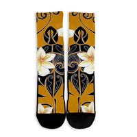 Hawaiian Turtle Plumeria Polynesian Crew Socks Yellow - AH - Polynesian Pride