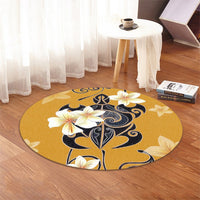 Hawaiian Turtle Plumeria Polynesian Round Carpet Yellow - AH - Polynesian Pride