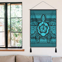 Hawaiian Turtle Polynesian Tribal Hanging Poster Blue AH - Polynesian Pride
