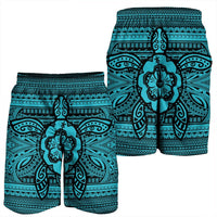 Hawaiian Turtle Polynesian Tribal Men's Shorts Blue AH - Polynesian Pride