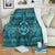 Hawaiian Turtle Polyensian Tribal Premium Blankets Blue AH White - Polynesian Pride