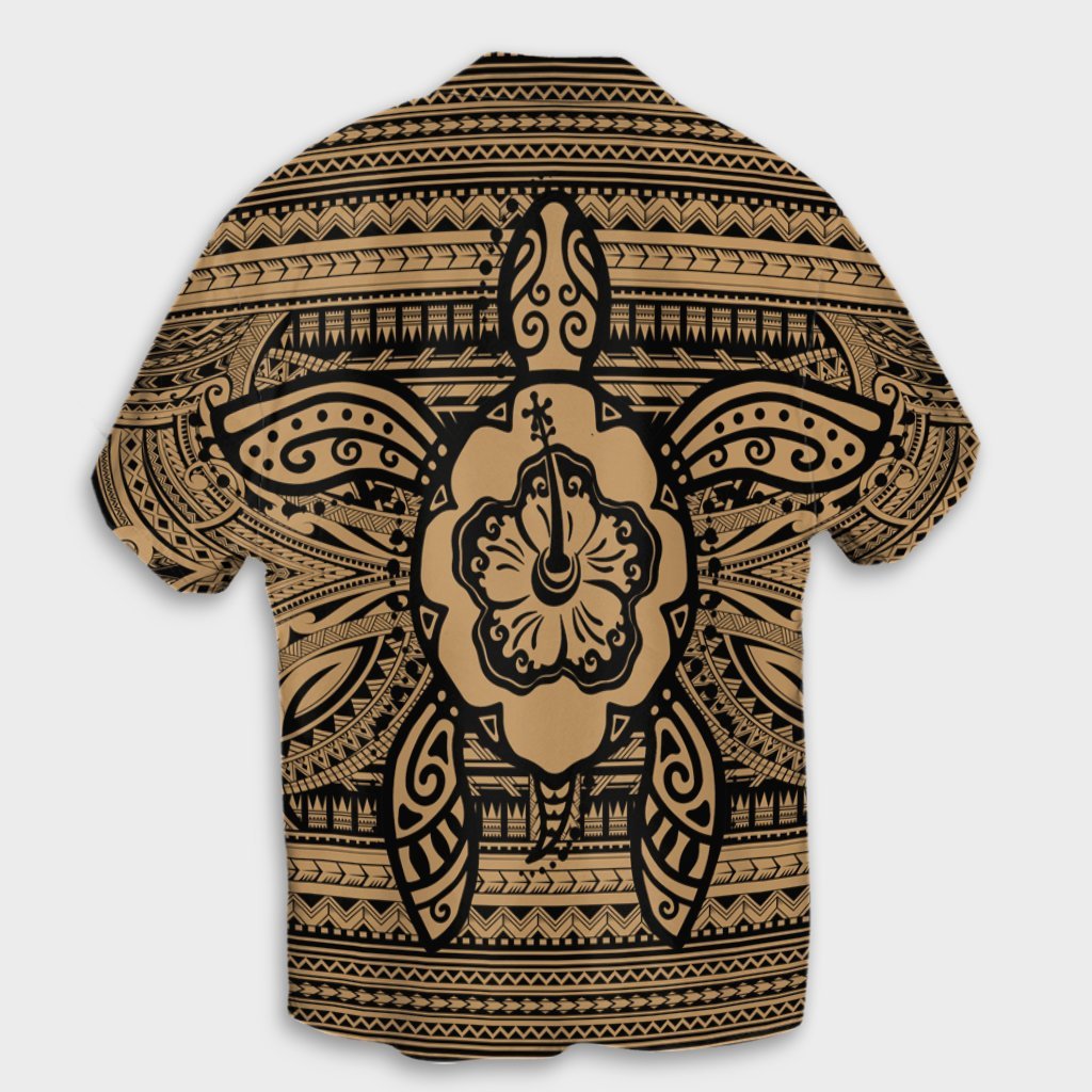 Hawaiian Turtle Polyensian Tribal Hawaiian Shirt Gold AH - Polynesian Pride