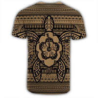Hawaiian Turtle Polynesian Tribal T Shirt Gold AH - Polynesian Pride