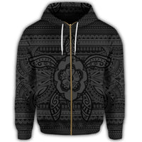 Hawaiian Turtle Polyensian Tribal Zip Hoodie Gray - Polynesian Pride
