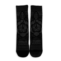 Hawaiian Turtle Polynesian Tribal Crew Socks Gray AH - Polynesian Pride