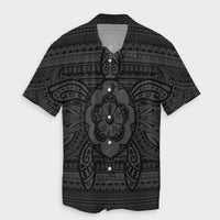 Hawaiian Turtle Polyensian Tribal Hawaiian Shirt Gray AH Unisex Black - Polynesian Pride