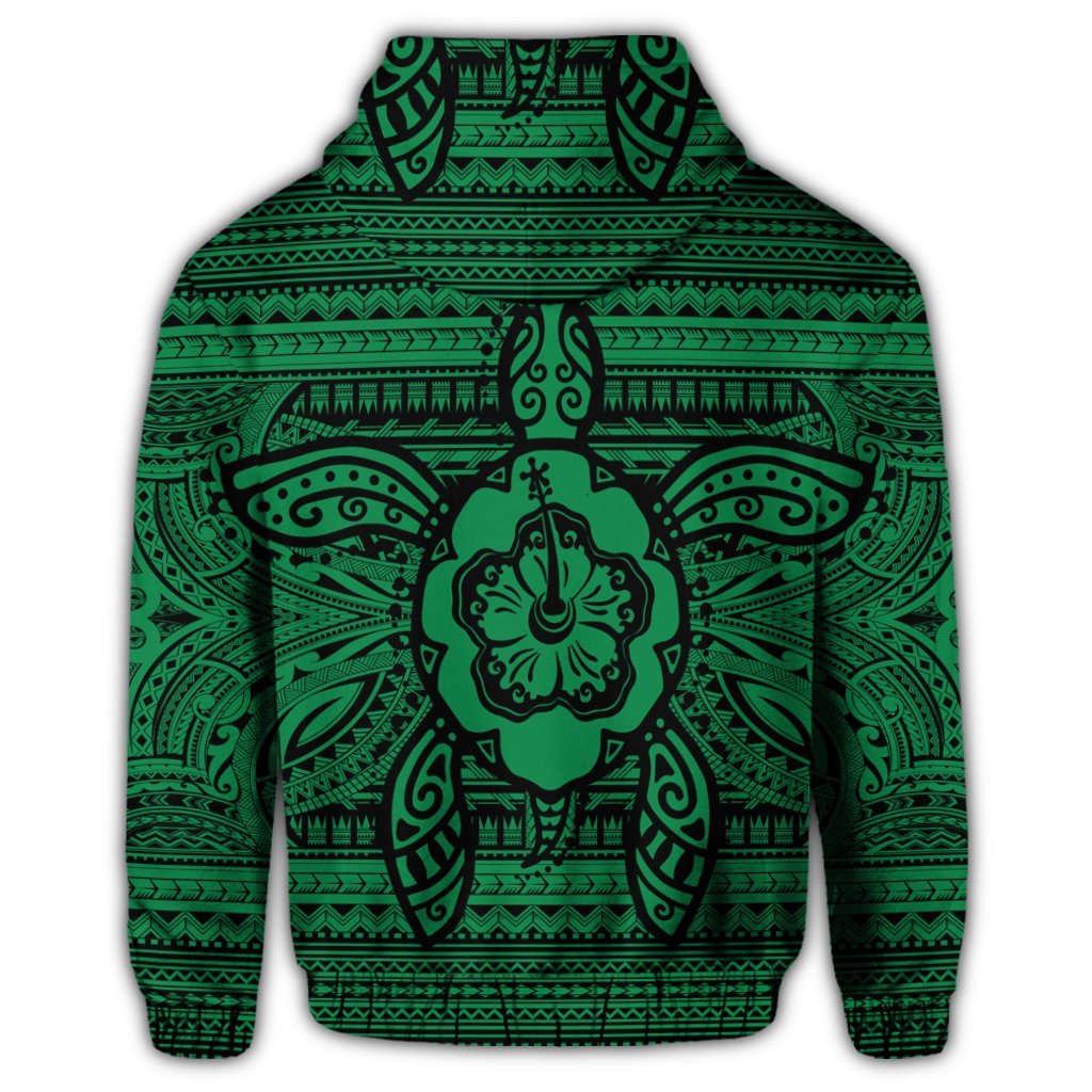 Hawaiian Turtle Polyensian Tribal Hoodie Green - Polynesian Pride