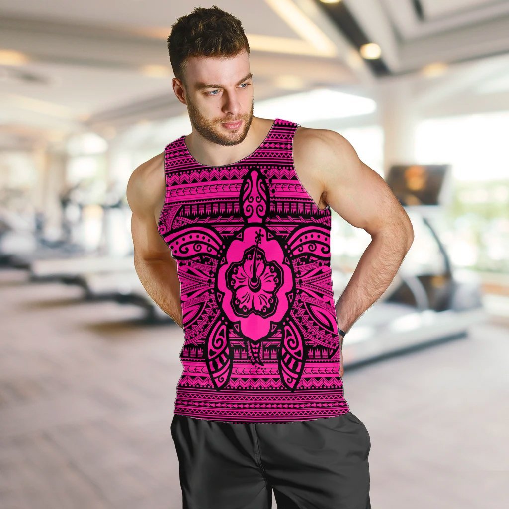 Hawaiian Turtle Polyensian Tribal Tank Top Pink AH - Polynesian Pride