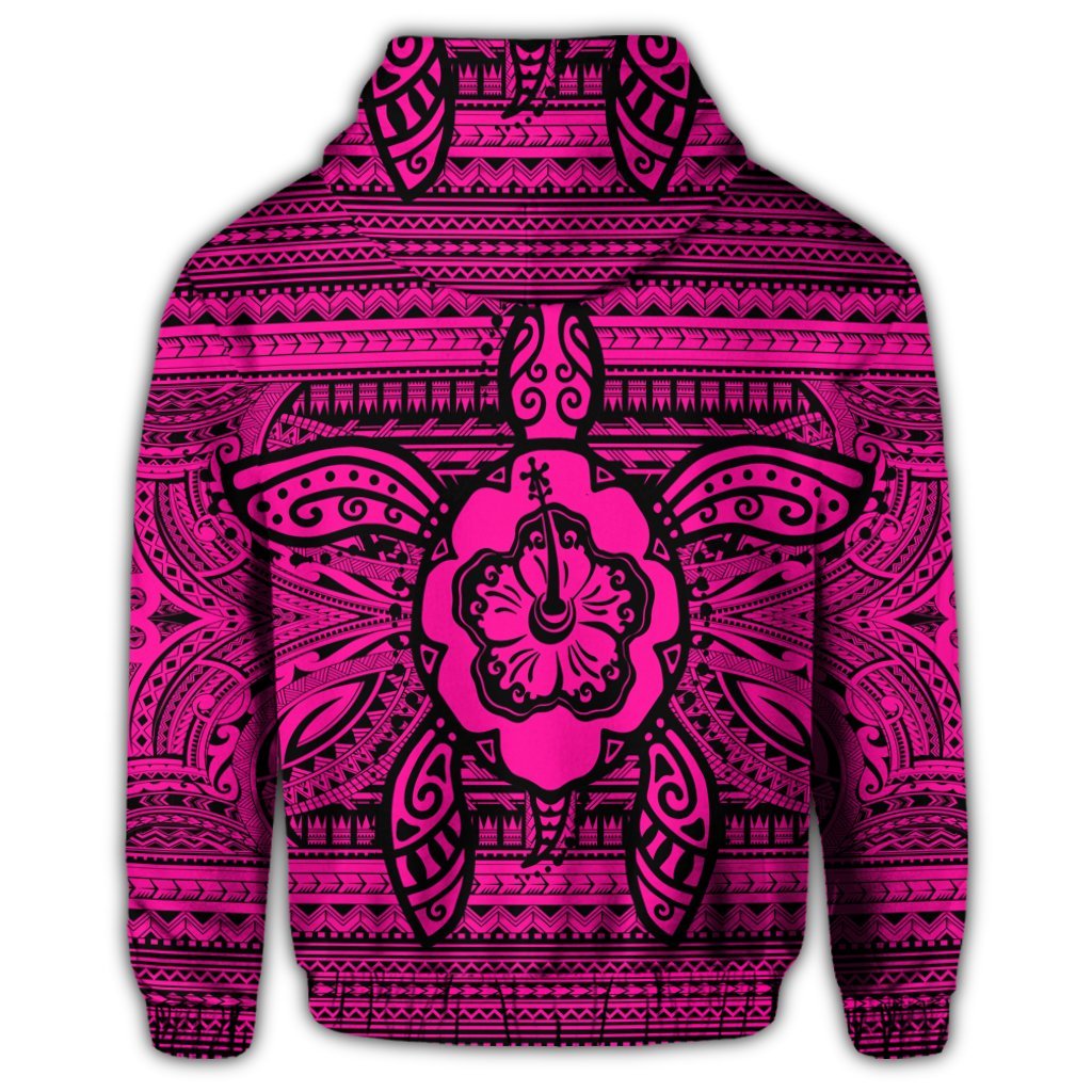 Hawaiian Turtle Polyensian Tribal Hoodie Pink - Polynesian Pride