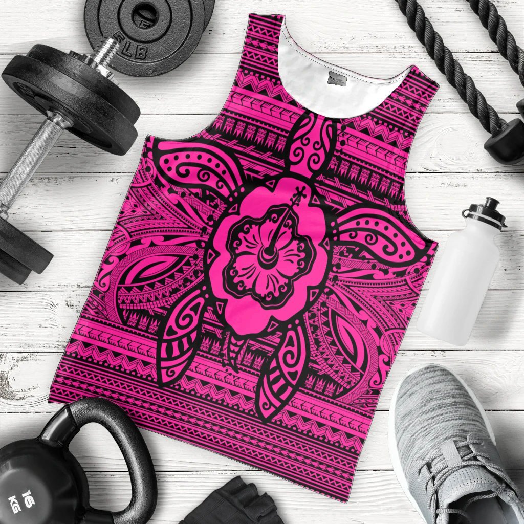 Hawaiian Turtle Polyensian Tribal Tank Top Pink AH - Polynesian Pride
