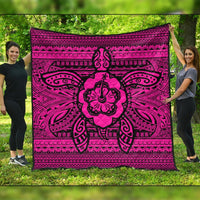 Hawaiian Turtle Polynesian Tribal Premium Quilts Pink AH Black - Polynesian Pride