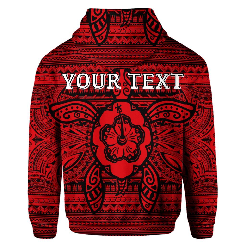 Custom Hawaiian Turtle Polyensian Tribal Hoodie Red - Polynesian Pride