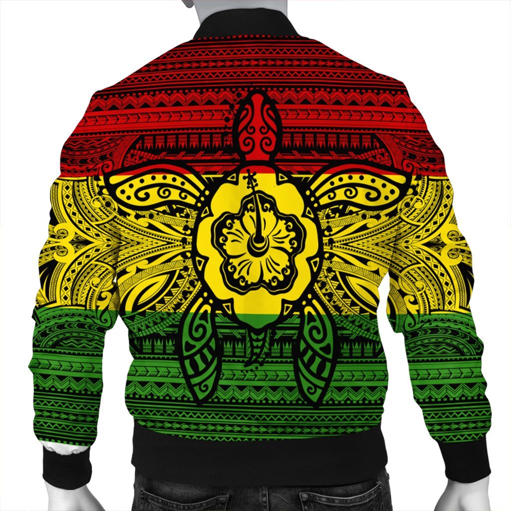 Hawaiian Turtle Polynesian Tribal Bomber Jacket Reggae AH - Polynesian Pride