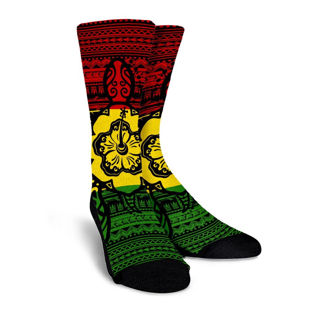 Hawaiian Turtle Polynesian Tribal Crew Socks Reggae AH - Polynesian Pride