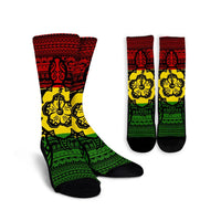 Hawaiian Turtle Polynesian Tribal Crew Socks Reggae AH Crew Socks White - Polynesian Pride