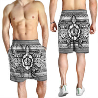 Hawaiian Turtle Polynesian Tribal Men's Shorts White AH - Polynesian Pride