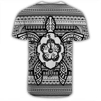 Hawaiian Turtle Polynesian Tribal T Shirt White AH - Polynesian Pride
