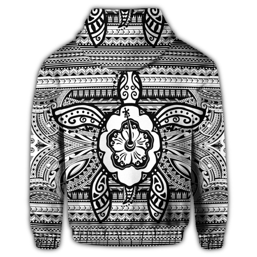 Hawaiian Turtle Polyensian Tribal Hoodie White - Polynesian Pride