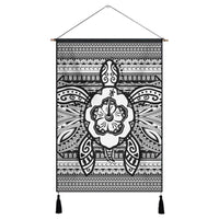 Hawaiian Turtle Polynesian Tribal Hanging Poster White AH Hanging Poster Cotton And Linen - Polynesian Pride
