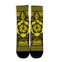 Hawaiian Turtle Polynesian Tribal Crew Socks Yellow AH - Polynesian Pride
