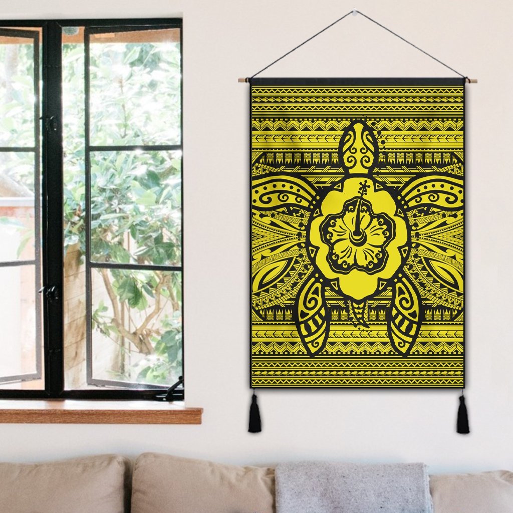 Hawaiian Turtle Polynesian Tribal Hanging Poster Yellow AH - Polynesian Pride
