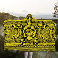 Hawaiian Turtle Polynesian Tribal Hooded Blanket Yellow AH - Polynesian Pride
