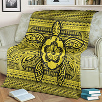 Hawaiian Turtle Polyensian Tribal Premium Blankets Yellow AH - Polynesian Pride