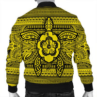 Hawaiian Turtle Polynesian Tribal Bomber Jacket Yellow AH - Polynesian Pride