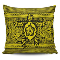 Hawaiian Turtle Polynesian Tribal Pillow Covers Yellow AH Pillow Covers Black - Polynesian Pride