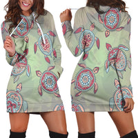 Hawaiian Turtle Polynesian Hoodie Dress - AH Black - Polynesian Pride