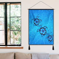 Hawaiian Turtle Swim In The OCean With Hibiscus Polynesian Hanging Poster - AH - Polynesian Pride