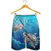 Hawaiian Turtle Swim With Fish In The Ocean Polynesian Men's Shorts - AH - Polynesian Pride