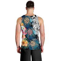 Hawaiian Turtle Swimming Wave Plumeria Hibiscus Polynesian Tank Top - Garden Style - AH - Polynesian Pride