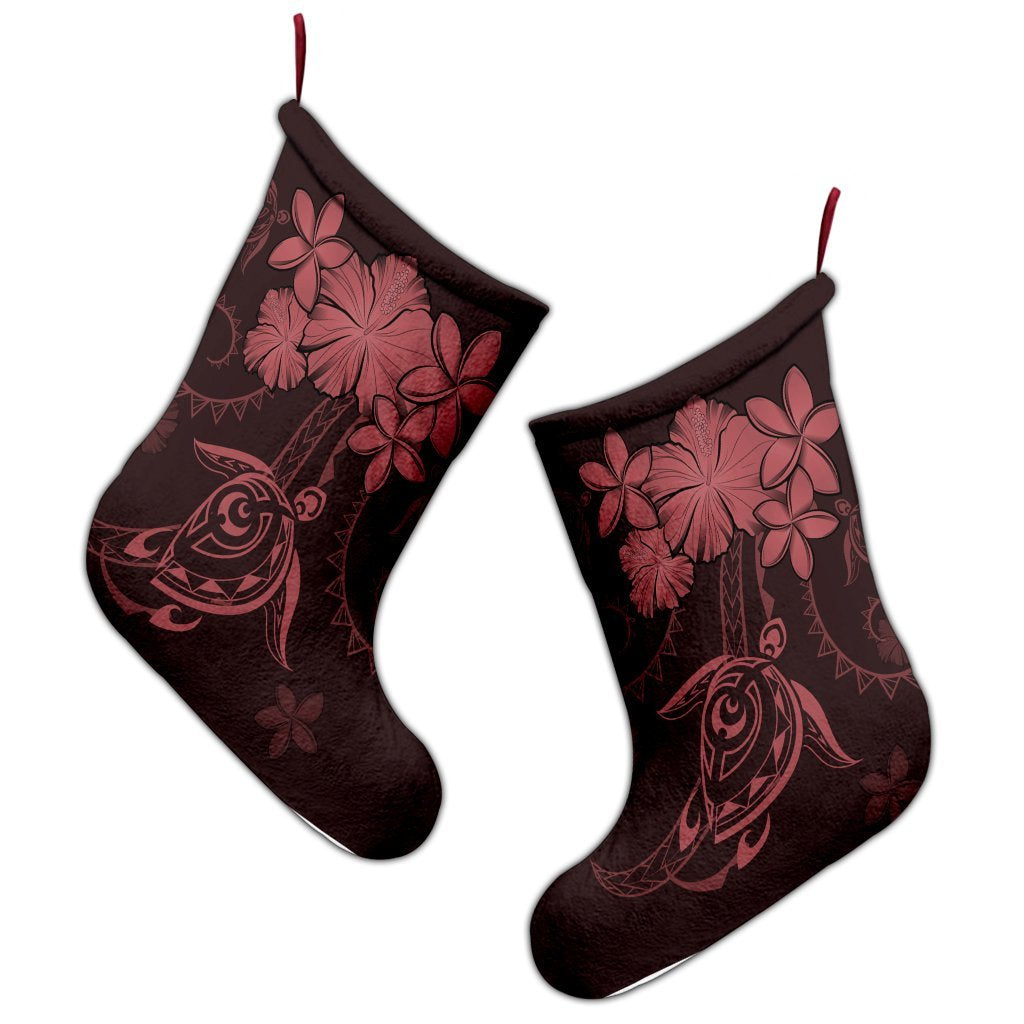Hawaiian Turtles Hibiscus Plumeria Polynesian Christmas Stocking - Pink - AH - Polynesian Pride
