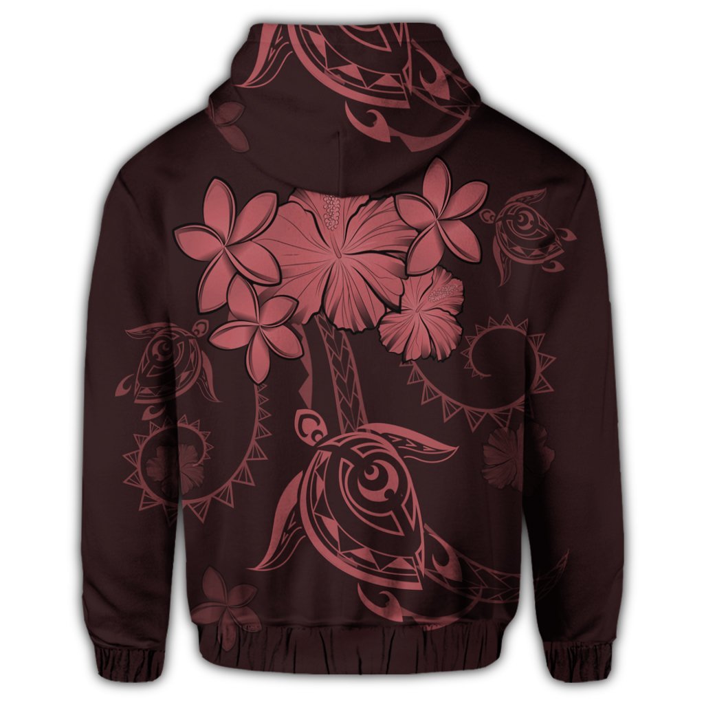 Hawaiian Turtles Hibiscus Plumeria Polynesian Hoodie Pink - Polynesian Pride
