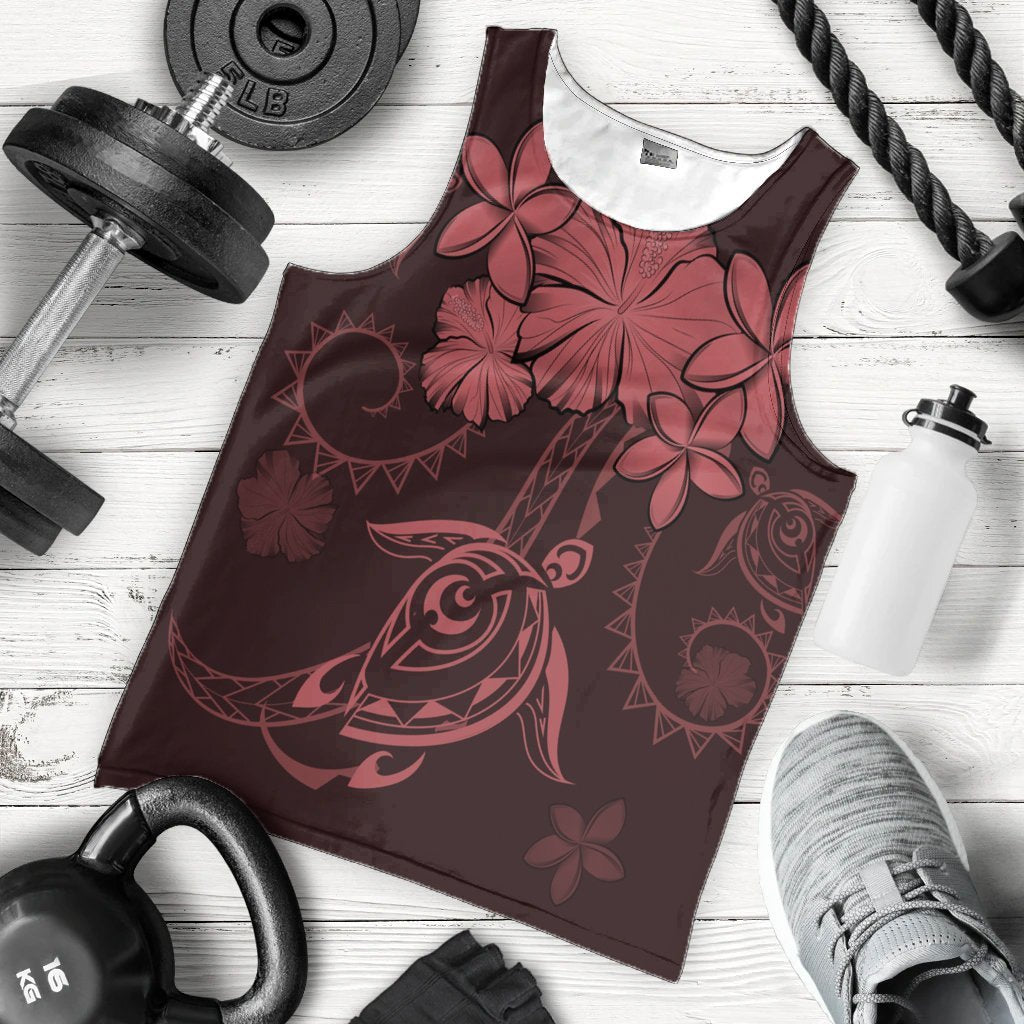 Hawaiian Turtles Hibiscus Plumeria Polynesian Tank Top - Pink - AH - Polynesian Pride
