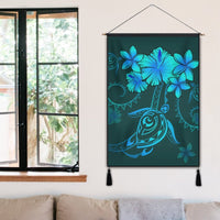 Hawaiian Turtles Hibiscus Plumeria Polynesian Hanging Poster - Turquoise - AH - Polynesian Pride