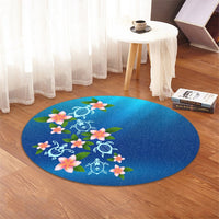 Hawaiian Tuttle And Plumeria Flower In The Sea Polynesian Round Carpet - AH - Polynesian Pride