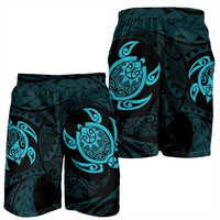 Hawaiian Two Turtle Polynesian Men's Shorts Blue AH - Polynesian Pride