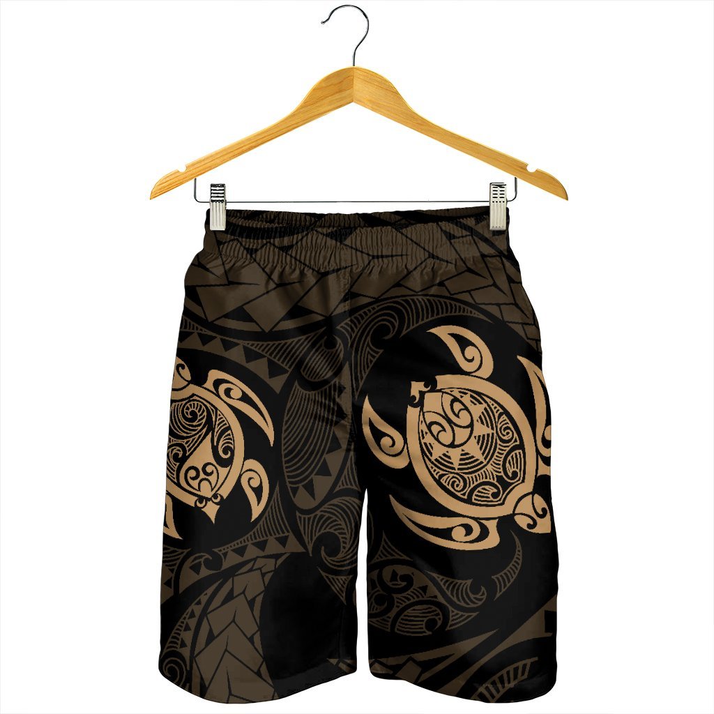Hawaiian Two Turtle Polynesian Men's Shorts Gold AH - Polynesian Pride