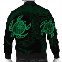 Hawaiian Two Turtle Polynesian Bomber Jacket Green AH - Polynesian Pride
