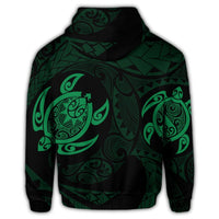 Hawaiian Two Turtle Polynesian Hoodie Green - Polynesian Pride