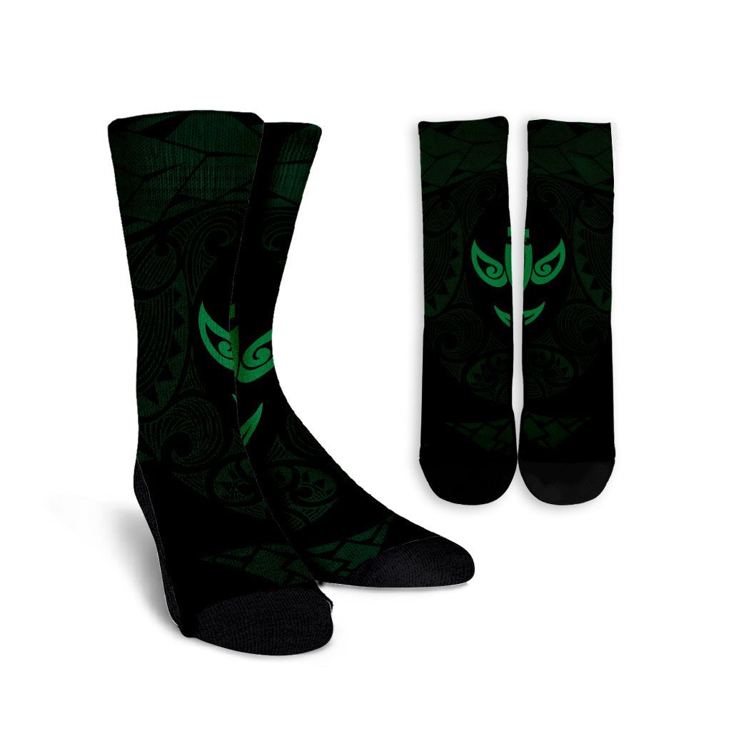 Hawaiian Two Turtle Polynesian Crew Socks Green AH Crew Socks White - Polynesian Pride