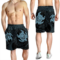 Hawaiian Two Turtle Polynesian Men's Shorts Pastel Blue AH - Polynesian Pride