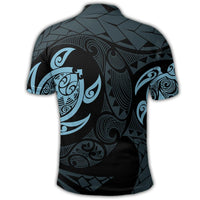 Hawaiian Two Turtle Polynesian Polo Shirt Pastel Blue - Polynesian Pride